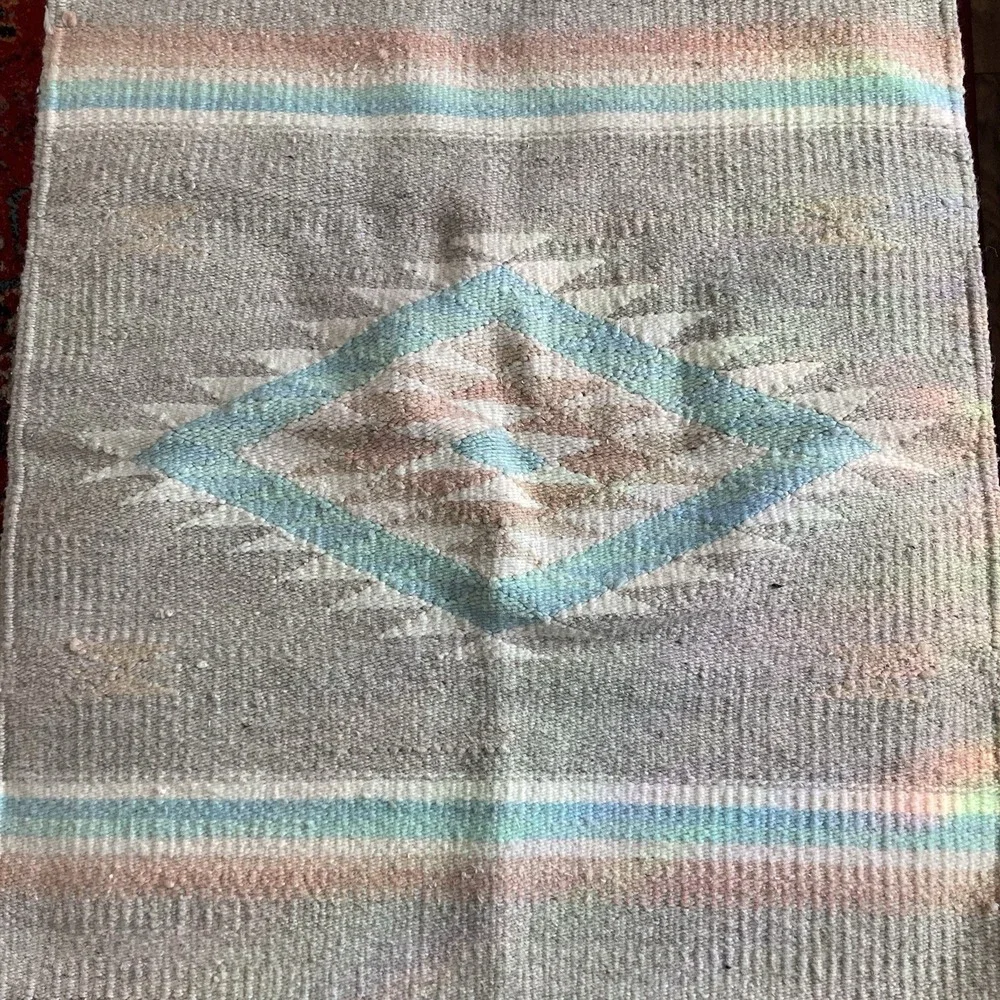 Handmade Southwestern Aztec 100% Wool Rug Serape 31
